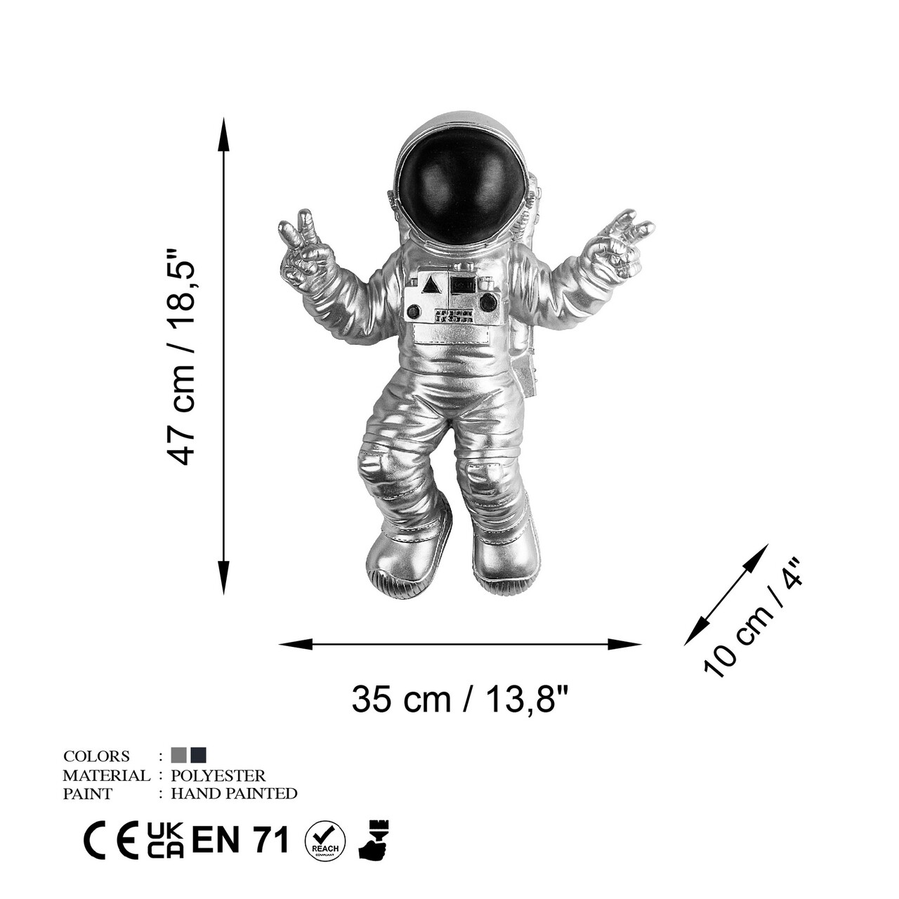 Decoratiune de perete, Cosmonaut 7, Lățime: 35 cm Înălțime: 47 cm Adâncime: 10 cm, Multicolor - view 8