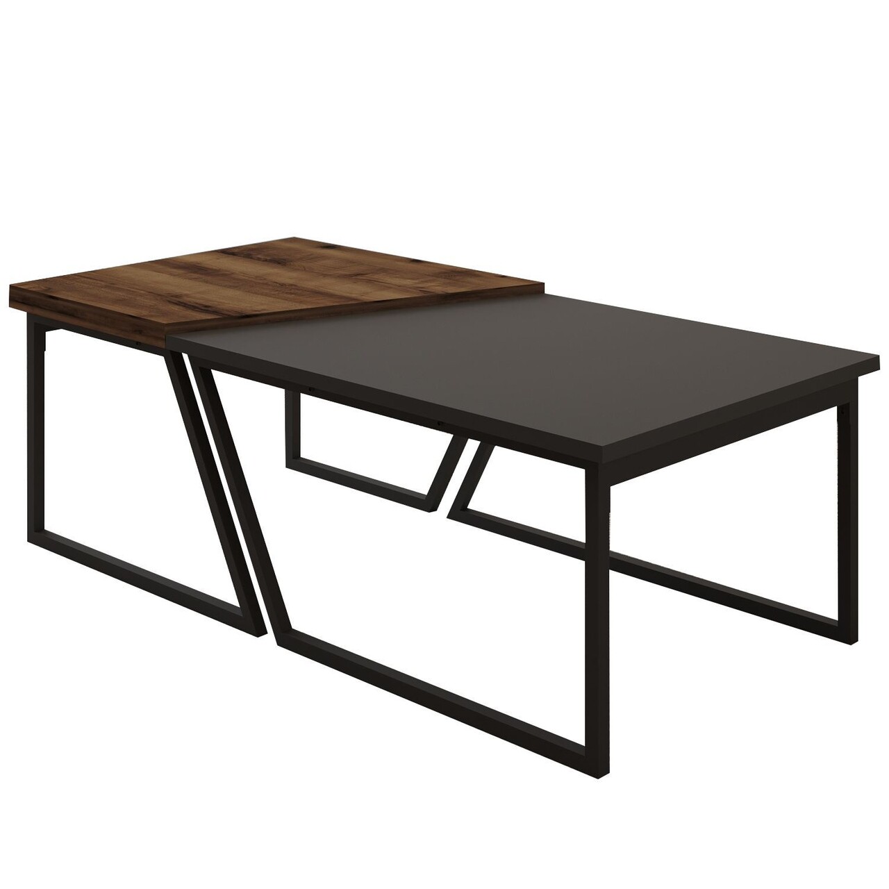 Set masute de cafea, Hanah Home, Verona P0024623, PAL, Antracit / Nuc rustic - imagine 5