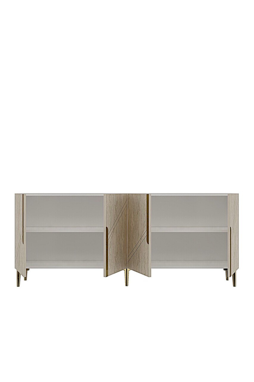 Consola, Hanah Home, Evva 150, 125x75x32 cm, White / Travertine / Gold — imaginea 7