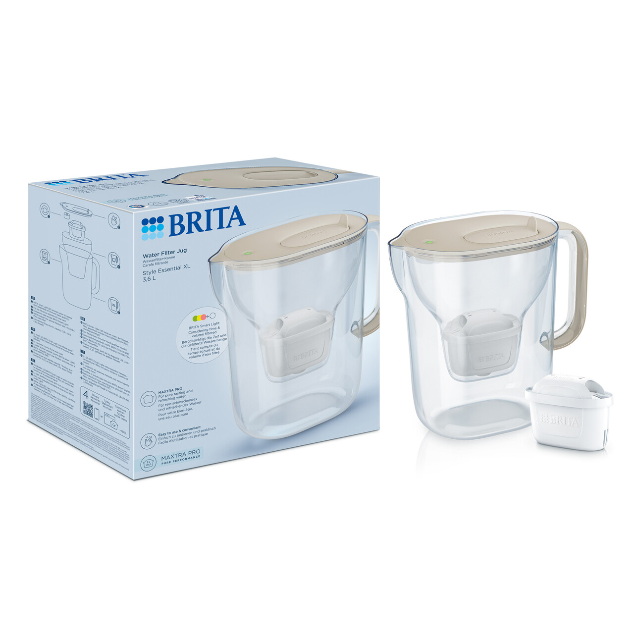 Cana filtranta BRITA Style Essential 3,6 L Maxtra Pro (Sand) - imagine 2