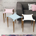 Set masute 3 piese, Mod Design, Tremo, Alb / Roz / Albastru / Nuc