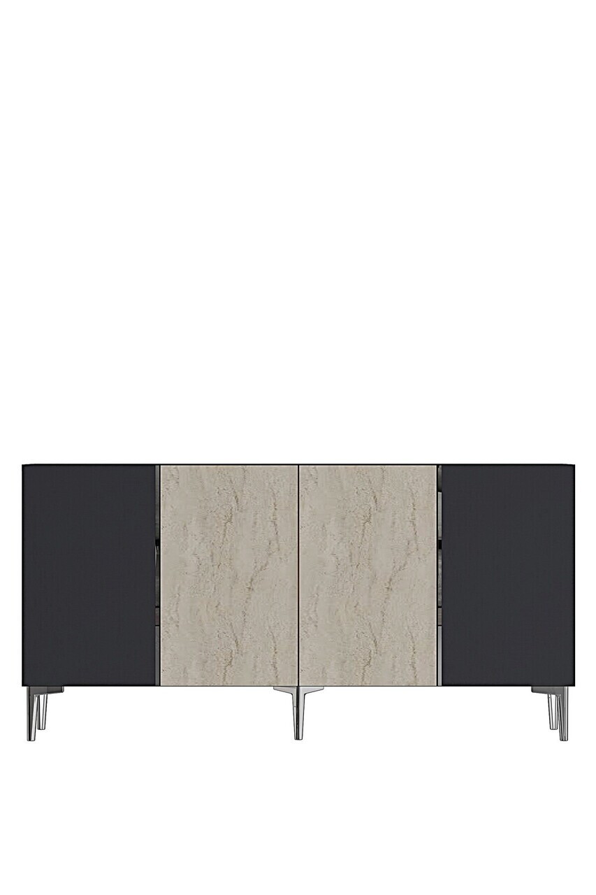 Consola, Hanah Home, Poli 150, 150x75x32 cm, Antracit / Travertin / Argint — imaginea 5