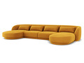 Coltar panoramic 5 locuri, Tulum, Cosmopolitan Design, 330x156x70 cm, catifea, galben