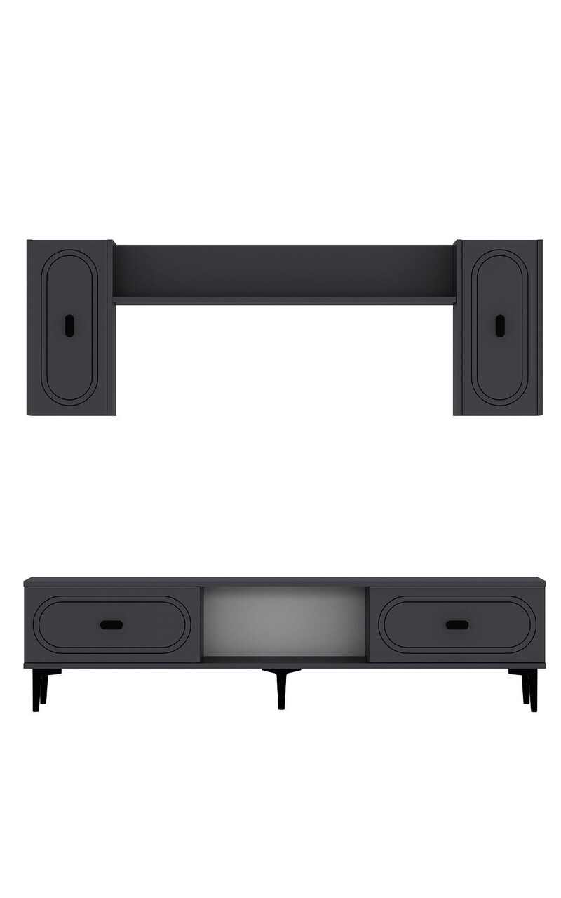 Comoda TV, Hanah Home, Weny, 150x44.6x29.6 cm, PAL , Antracit - imagine 3