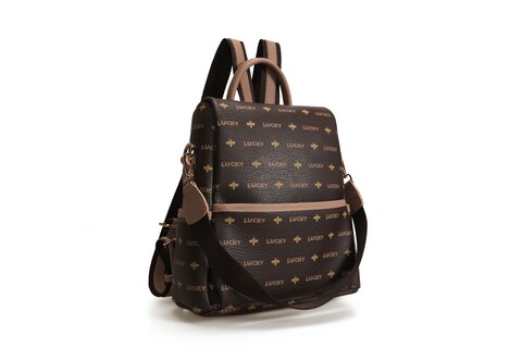 Rucsac, lucky bees, 920 brown, piele ecologica, maro