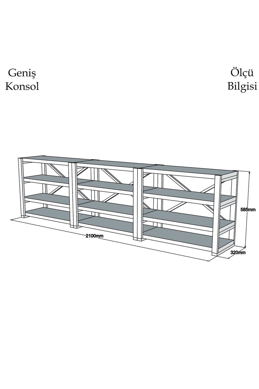 Consola, Hanah Home, Prof, 210x58.5x32 cm, Nuc / Negru - view 5