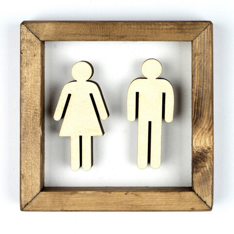 Decoratiune de perete, wc001, mdf, lemn, nuc / alb