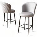 Set scaune  de bar 4 piese, Charlotte, Uras, Metal, Gri/Negru
