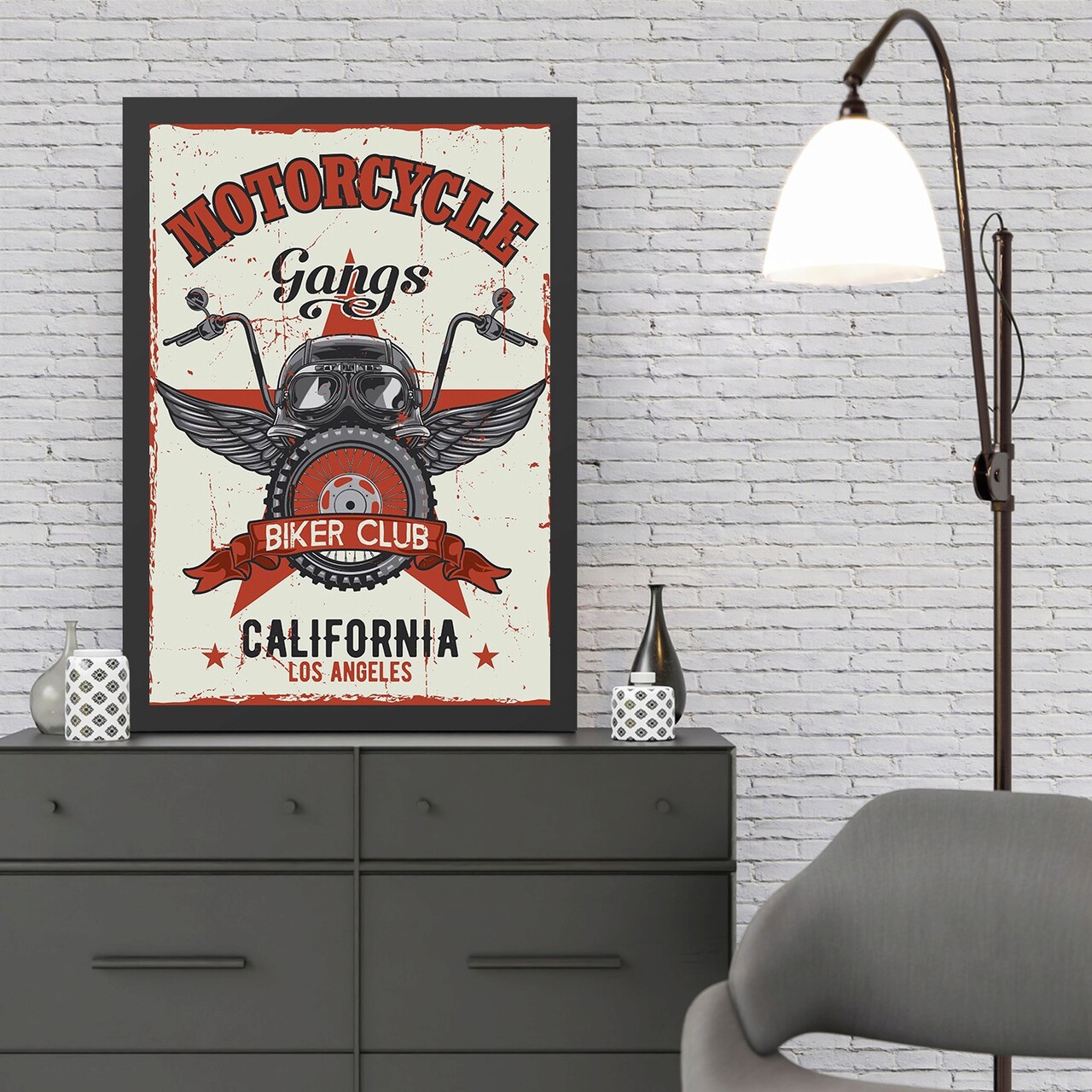 Tablou decorativ, Motorcycle Gangs (55 x 75), MDF , Polistiren, Multicolor