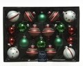 Cutie cu 20 globuri asortate Baubles and onions, Decoris, sticla, rosu/verde/alb