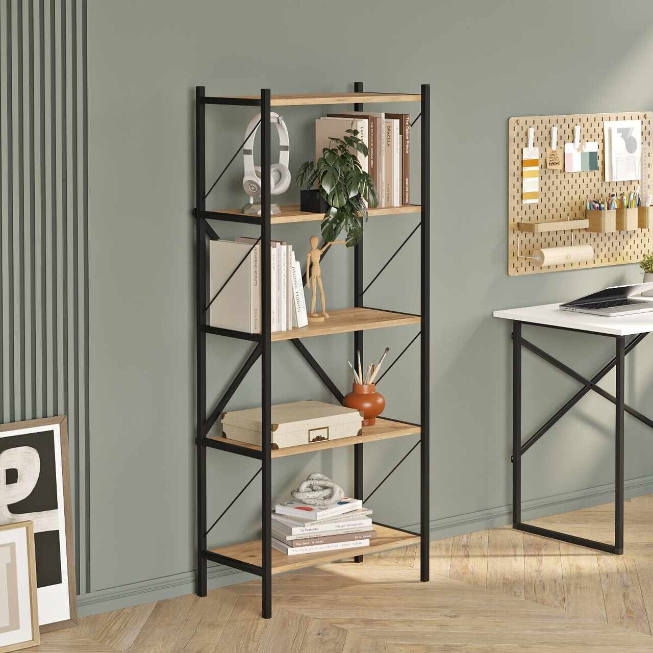 Corp biblioteca Hanah Home London 66x157x34 cm PAL Natural