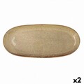Set 2 farfurii intinse, Bidasoa, Ikonic, 36 x 16 cm, ceramica, maro