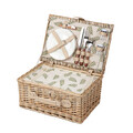 Cos de picnic 2 persoane Lorenzo, Homla, 38x26x18 cm, rachita/inox, natur/verde