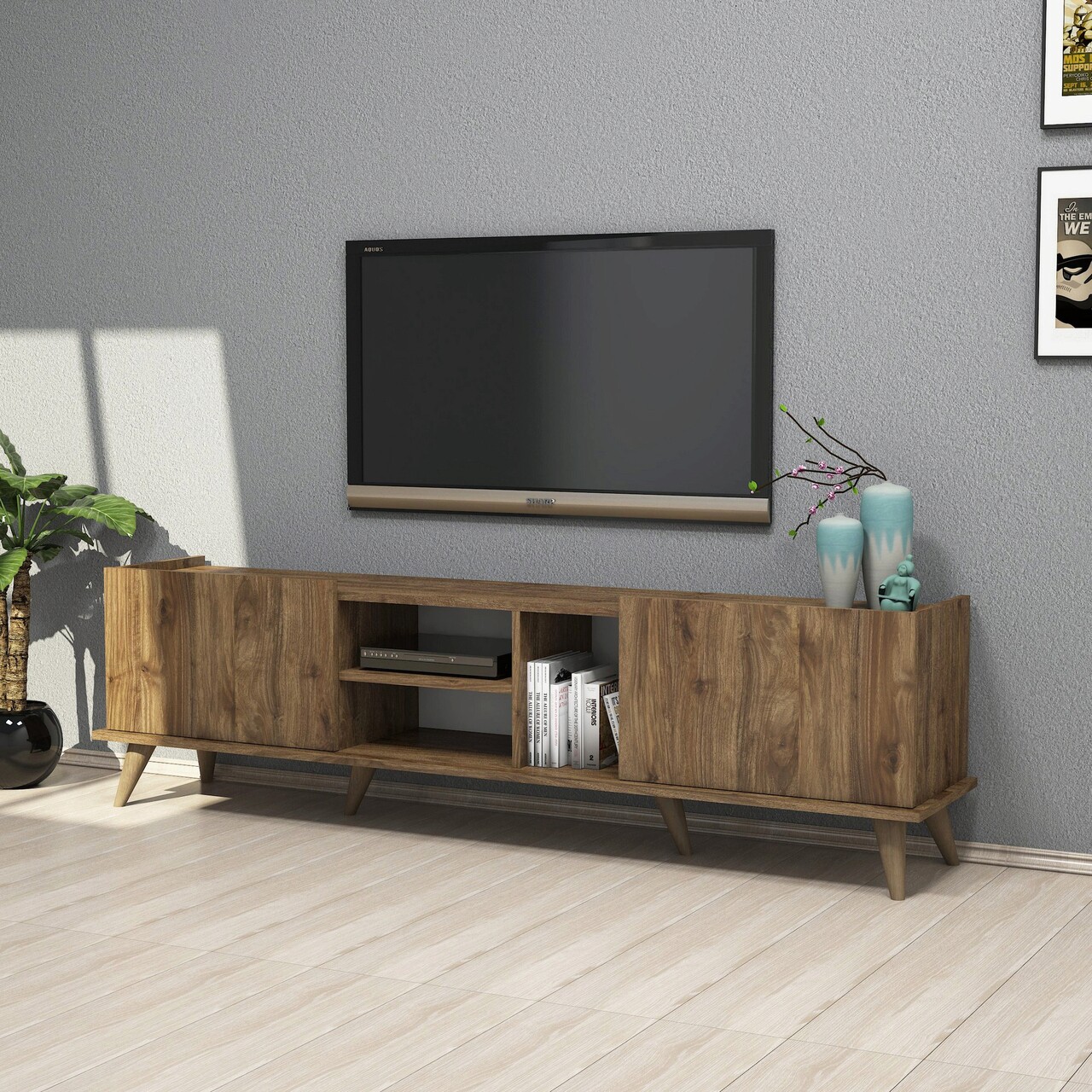 Comoda TV, Mezza, Elegante 1310, 180x52x34 Cm, Maro