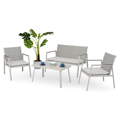 Set mobilier pentru gradina/terasa crystal, 3 piese, gri