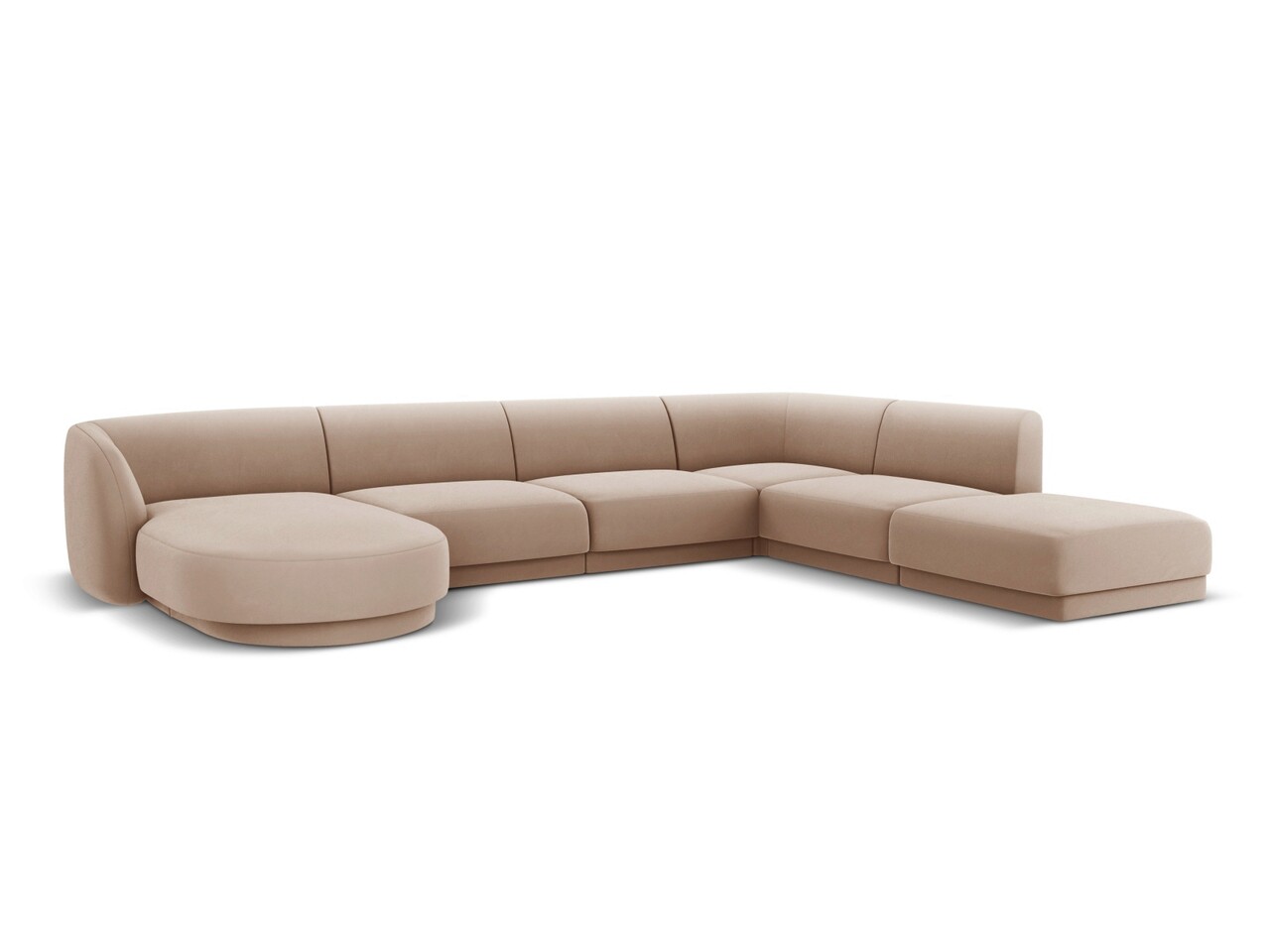Coltar panoramic dreapta 6 locuri, Miley, Micadoni Home, BL, 327x245x74 cm, catifea, cappuccino - 1 | YEO