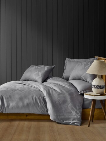 Lenjerie de pat dubla, 6 piese, 200×220 cm, 100% bumbac, Saheser, Latina, gri /100