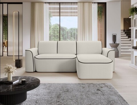 Coltar dreapta 4 locuri ELTAP, Ume, 287x190x88 cm, lemn/poliester, bej/negru