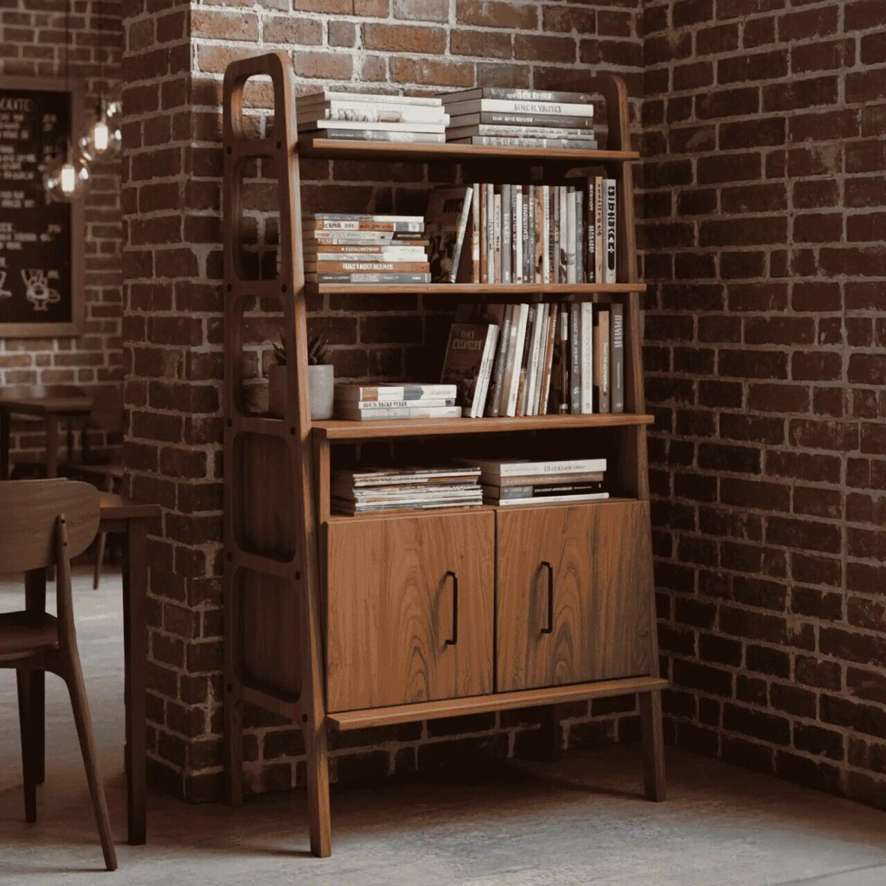 Corp biblioteca, Hanah Home, CPT4676-50, 75x140x40 cm, PLACAJ CARPEN, Maro — imaginea 6