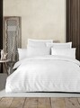 Lenjerie de pat dubla, Water Yollu Saten - White, EnLora Home, 70% bumbac/30% poliester