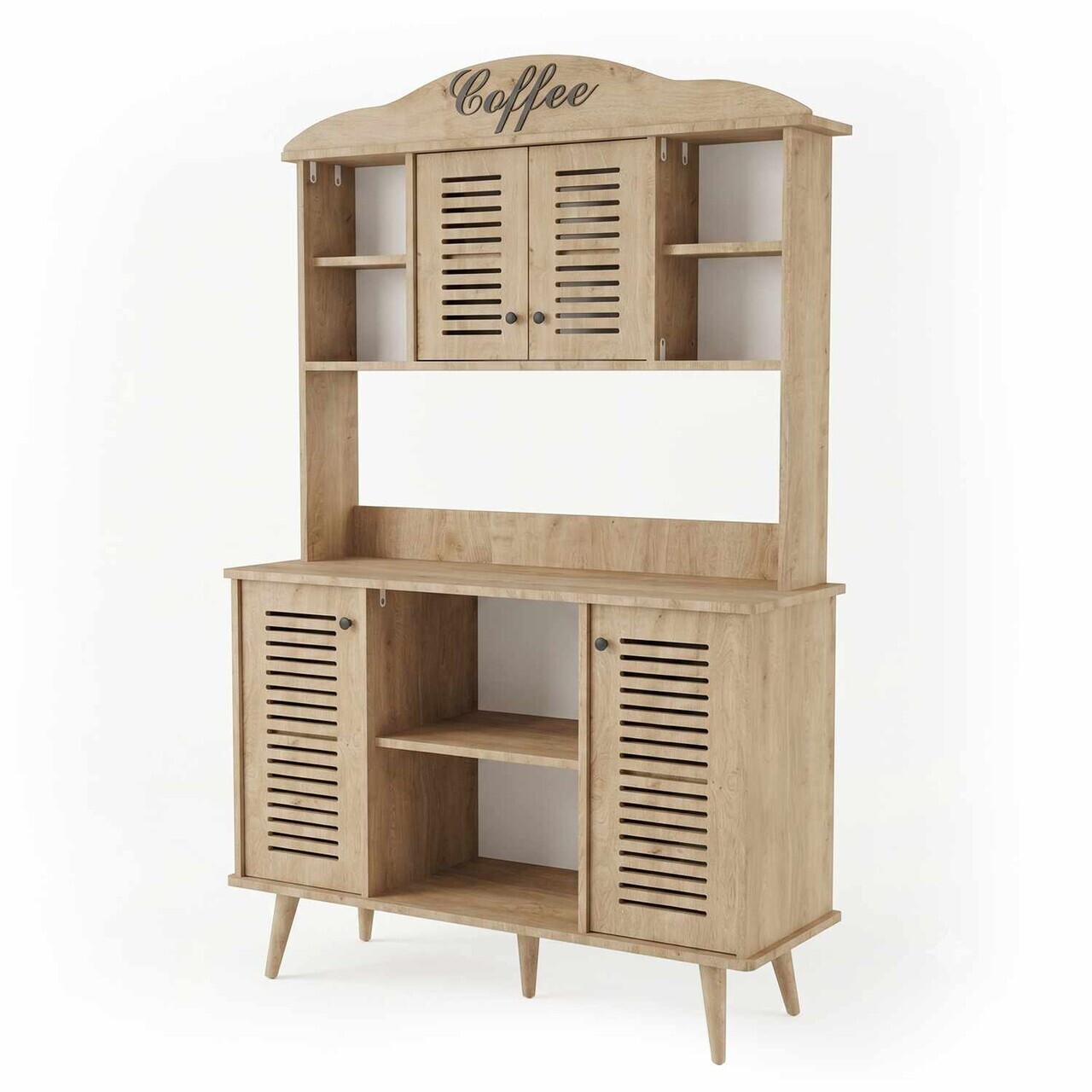 Dulap de bar pentru cafea, Hanah Home, Avior 120, 120x170x40 cm, MDF, Maro - view 4
