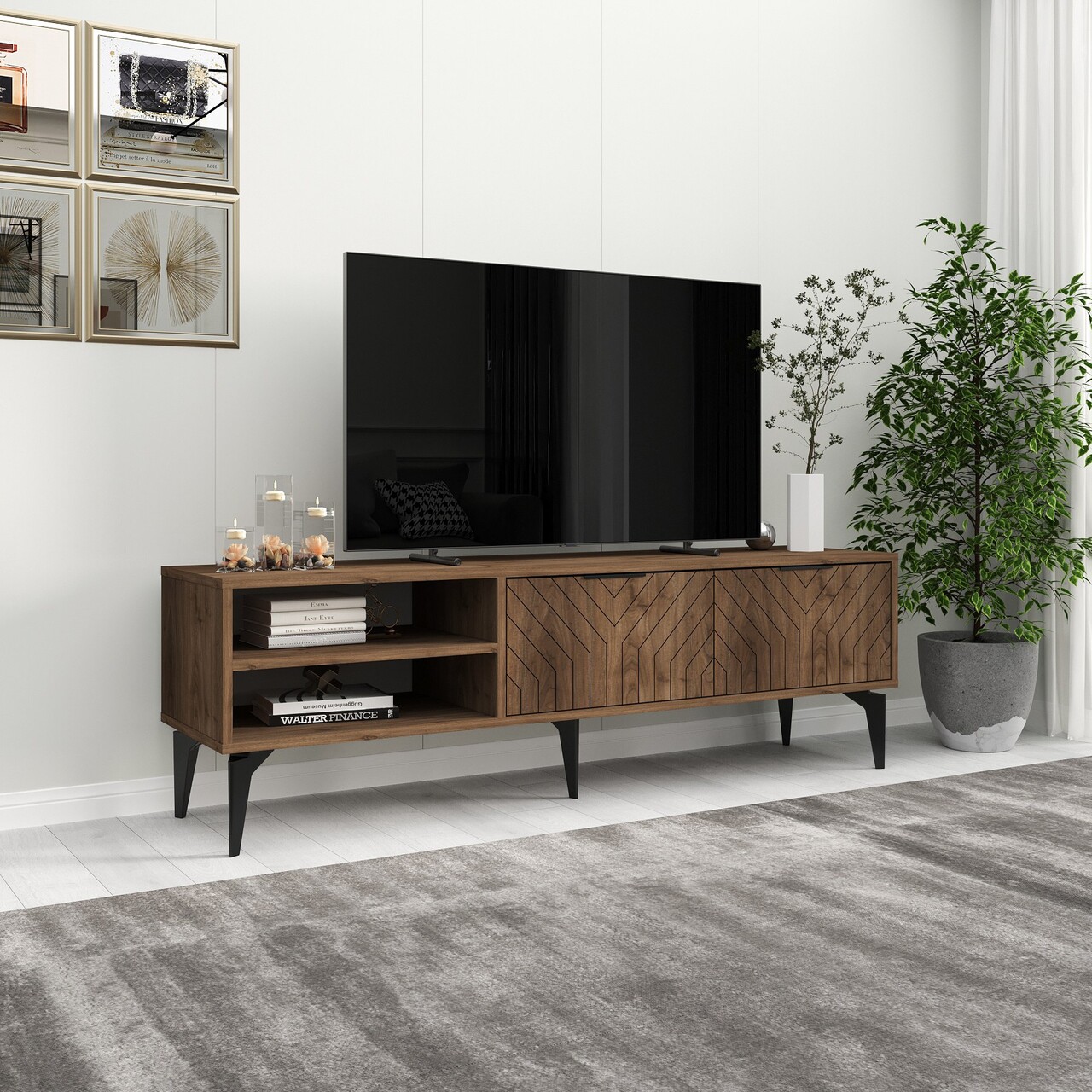Comoda TV, Odessa, Regina, 160x50x29.6 cm, Maro - 1 | YEO