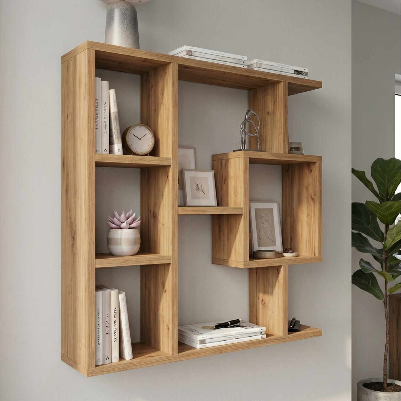 Corp biblioteca, Hanah Home, Yegane, 70.9x74.5x19.7 cm, Maro — imaginea 2
