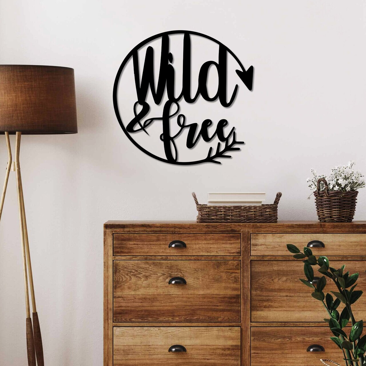 Decoratiune de perete, Wild & Free, Dimensiune: 50 x 50 cm , Negru — imaginea 3