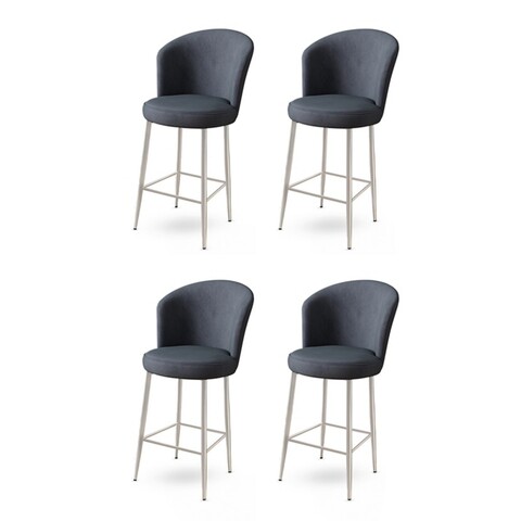 Set scaune  de bar 4 piese, Charlotte, Alte, Metal, Antracit / Crom