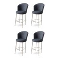 Set scaune  de bar 4 piese, Charlotte, Alte, Metal, Antracit / Crom