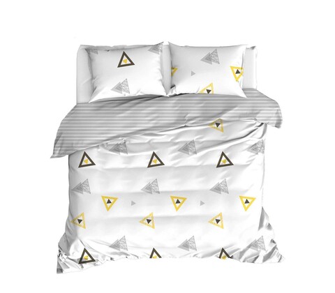 Lenjerie de pat dubla 3 piese, erois - white, enlora home, bumbac ranforce