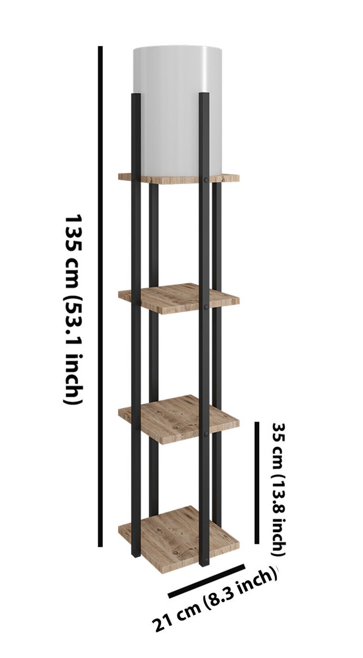 Lampadar, Nora SRC, FullHouse, 21 X 21 X 135 Cm, 1 X E27, 60W, Natural/negru