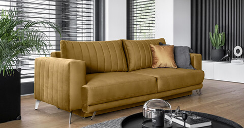 Canapea extensibila 4 locuri ELTAP, SO-ELI-45LO, Elise, 250x95x90 cm, lemn/poliester, mustar