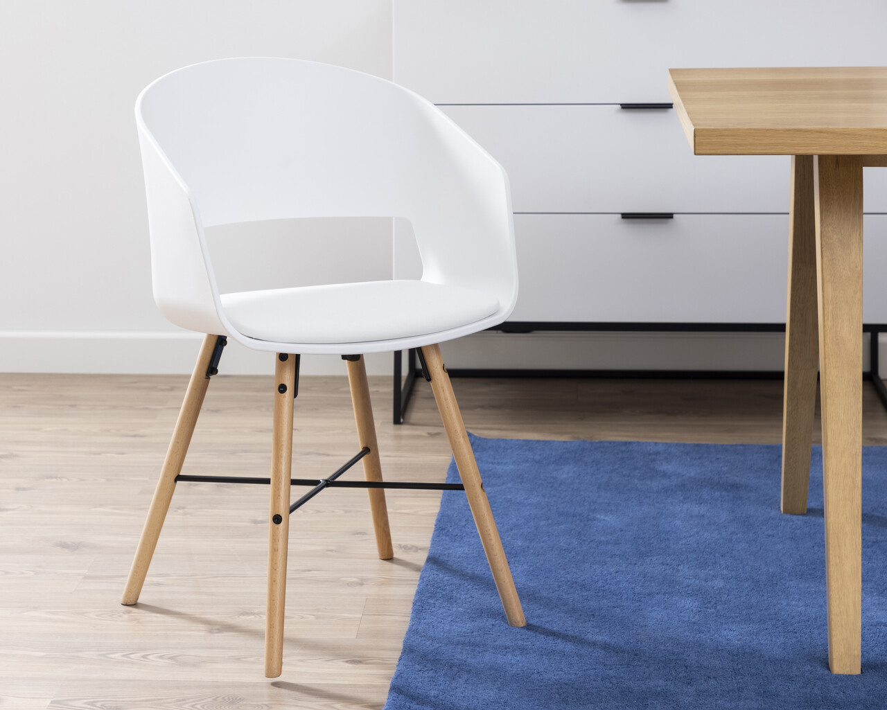 Scaun Luna, Actona, 52x51.5x80.5 cm, piele ecologica/lemn de fag, alb - view 5
