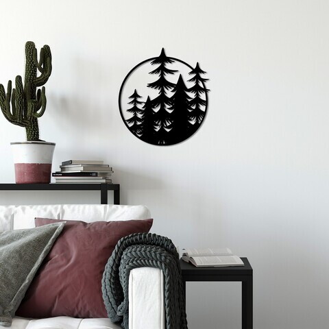 Decoratiune de perete, Trees, Dimensiune: 50 x 46 cm, Negru