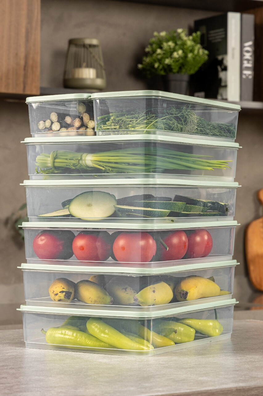 Set recipiente depozitare, Hermia, 964FRM5721, Dimensiune: 23 x 29,5 x 6,5 cm / 3500 ml (5 bucăți), Verde menta - imagine 2