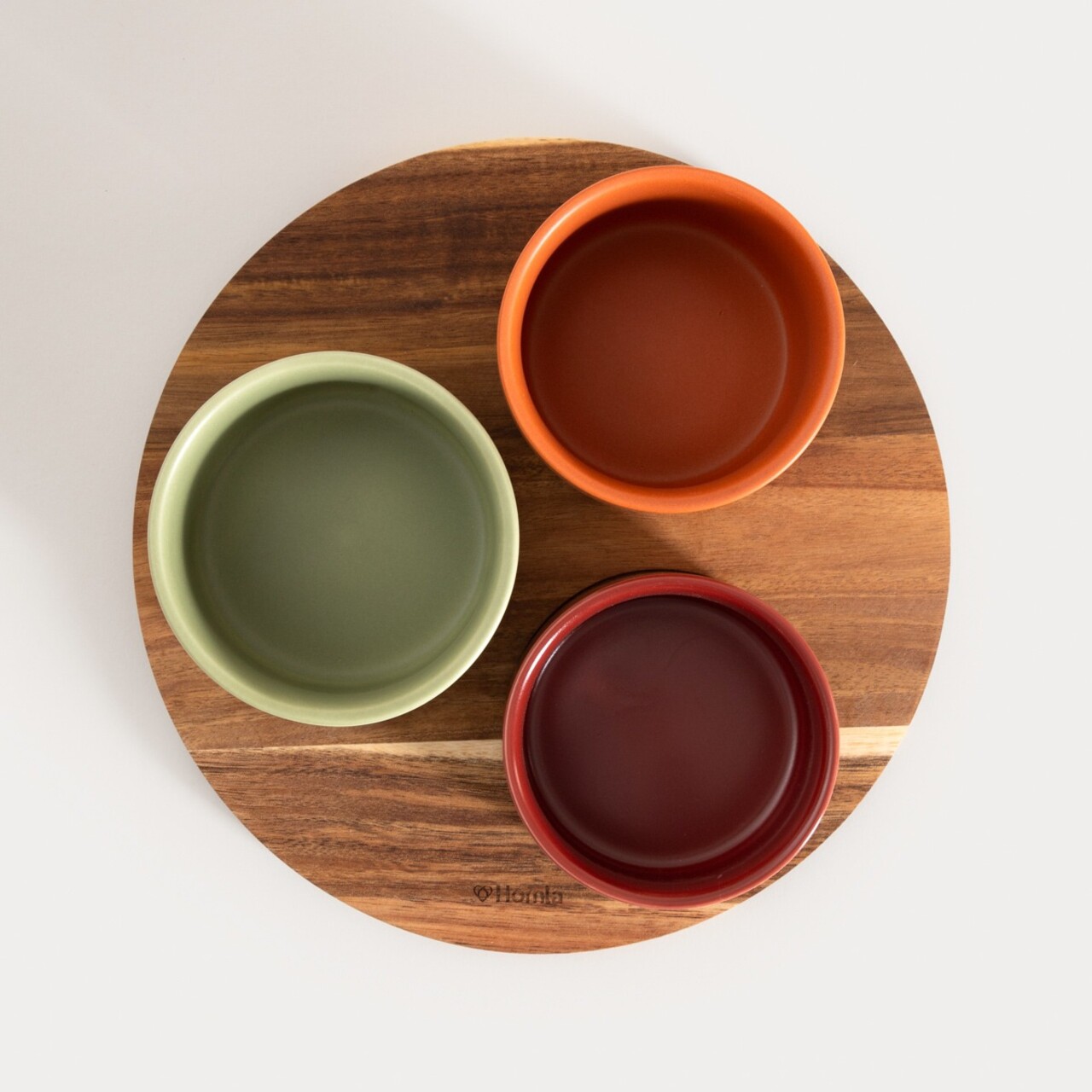 Set 3 boluri si suport Yifan, Homla, 23 cm, lemn/ceramica, multicolor