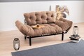 Canapea extensibilă cu 2 locuri, Futon, 859FTN2866, Metal, Maro deschis