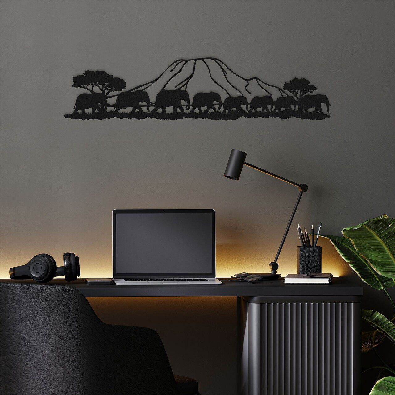 Decoratiune de perete, Orizzonte, Metal, Grosime: 1,2 mm, Negru — imaginea 2