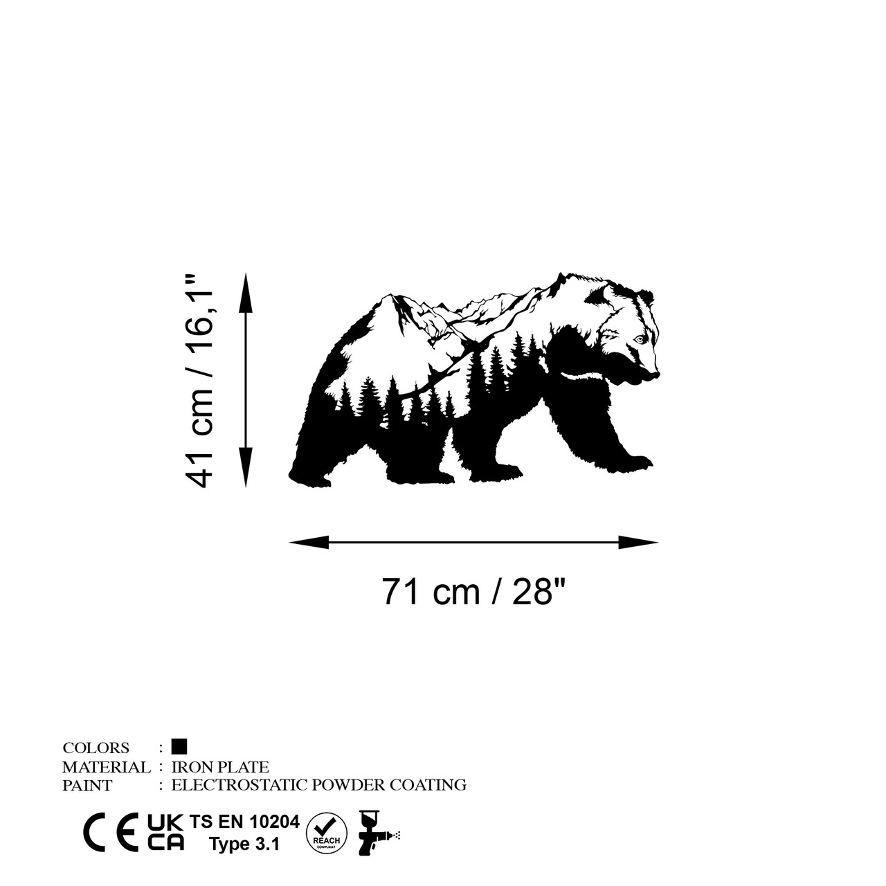 Decoratiune de perete, Orso-1, (Grosime: 1,5 mm), Negru - view 7
