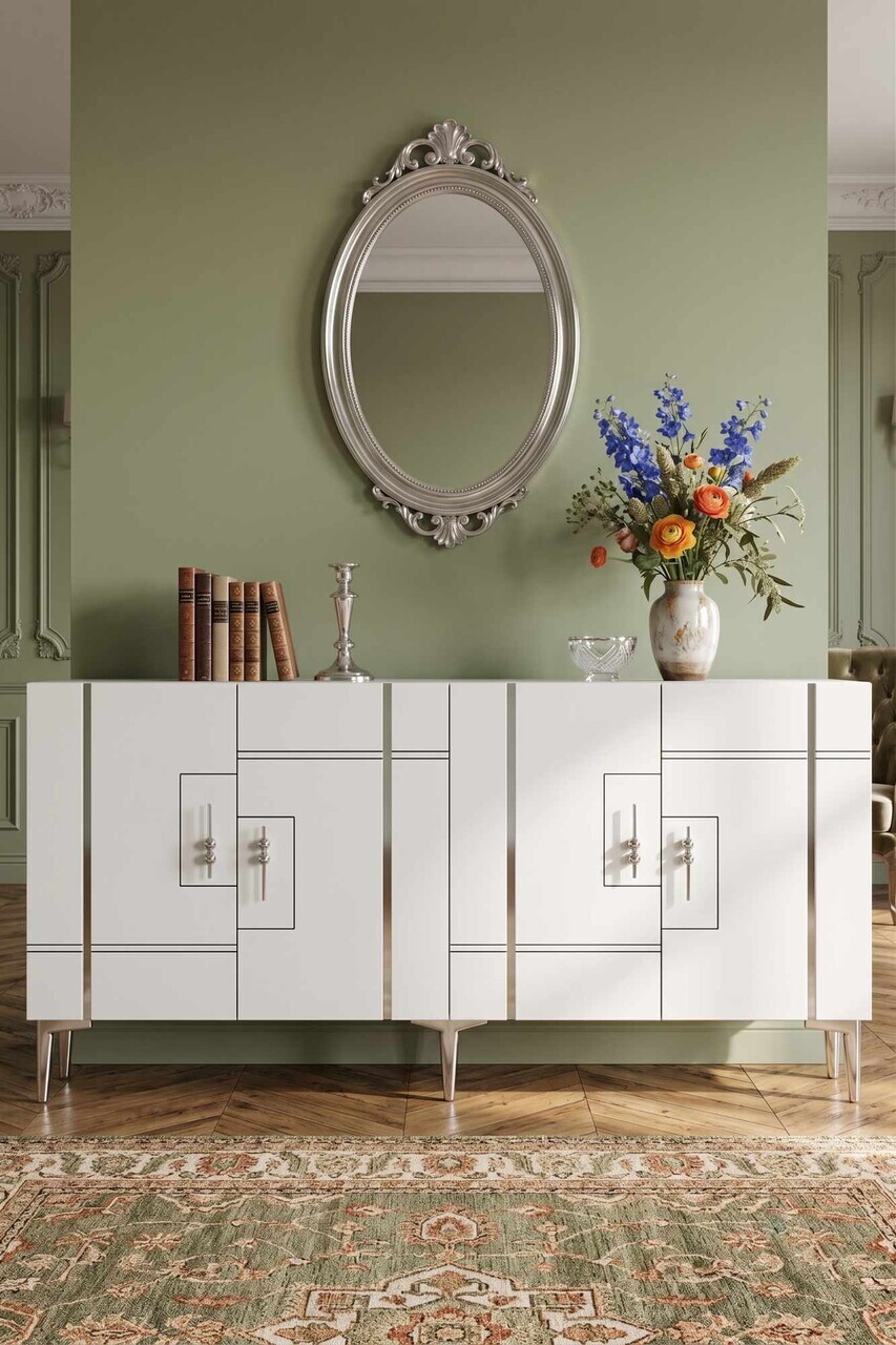 Consola, Hanah Home, Ilay 150, 150x75x32 cm, Alb / Argintiu — imaginea 2