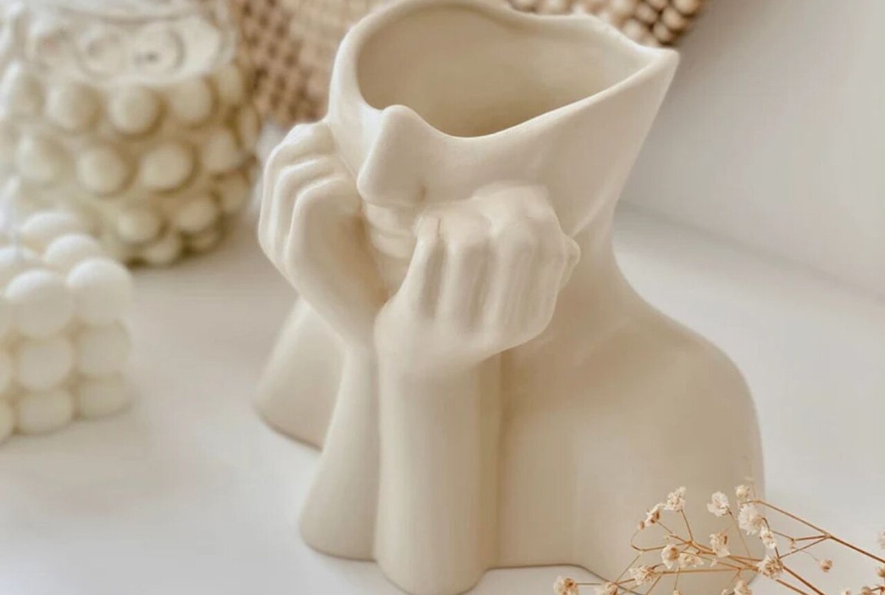 Vaza, Iskandinav Layd, Ceramica, Crem - view 2