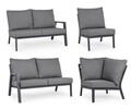 Set mobilier pentru gradina/terasa 4 piese Jacob, Bizzotto, tesatura ofelin/lemn de tec, gri carbune