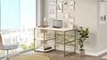 Birou, Locelso, VG23, 120 x 75 x 60 cm, pal melaminat/metal, alb/auriu