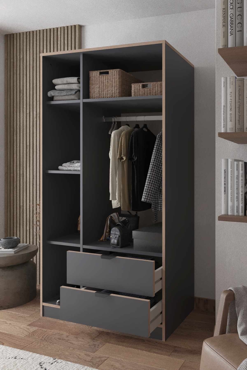 Dulap pentru haine, Hanah Home, Arden 3, 97x182x44 cm, Antracit - view 6