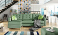 Coltar extensibil reversibil 3 locuri ELTAP, AsgL-08, Asgard, 248x162x93 cm, lemn/poliester, verde deschis