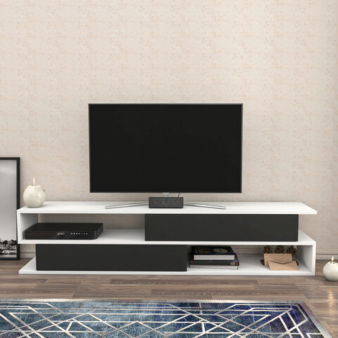 Comoda tv, retricy, cortez, 160x35.3x38.6 cm, pal, alb / antracit