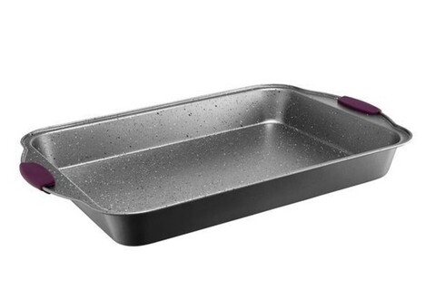 Tava de copt cu maner silicon glamour, ambition, 44.5x29.5 cm, otel carbon