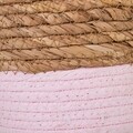 Cos pentru depozitare, Creaciones Meng, 16x19 cm, stuf/hartie impletita, natural/roz