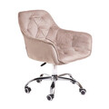 Scaun de birou Flossi, Homla, 55.5x54.5x80/90 cm, metal/catifea din poliester, bej